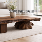 Live Edge Solid Wood Coffee Table with Sculptural Base – Handcrafted Rustic Modern Design - view 9 of 9