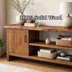 Solid Wood Console Table with Storage Shelf – Modern Entryway Cabinet with Door - view 7 of 9