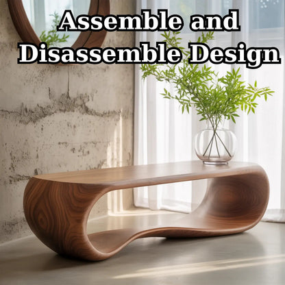 Handcrafted Solid Wood Bench – Sculptural Modern Walnut Wave Table - view 5 of 5