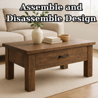 Handcrafted Solid Wood Coffee Table – Rustic Modern Storage with Single Drawer - view 5 of 6