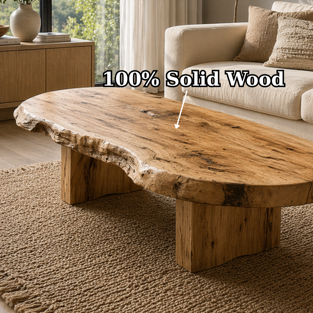 Live Edge Solid Wood Coffee Table, Rustic Organic Modern Center Table - view 9 of 9