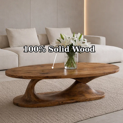 Handcrafted Sculptural Solid Wood Coffee Table, Unique Organic Minimalist Center Table - view 9 of 9