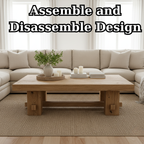 Handcrafted Solid Wood Coffee Table – Rustic Farmhouse Block Design for Living Room - view 5 of 6