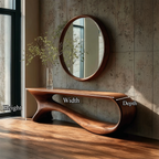 Mid Century Curved Console Table Modern Hallway Living Room - view 6 of 6
