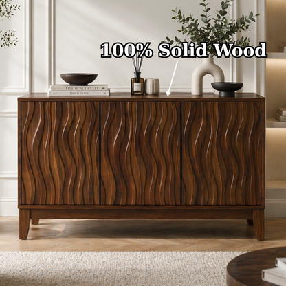 Solid Wood Fluted Console Sideboard – Modern Walnut Storage Cabinet - view 9 of 9
