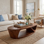 Sculptural Oval Coffee Table With Open Shelf Base - view 3 of 8