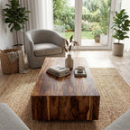 Minimalist Solid Wood Coffee Table With Open Shelf - view 3 of 8
