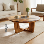 Round Live Edge Coffee Table with Open Cross Base Design - view 7 of 7