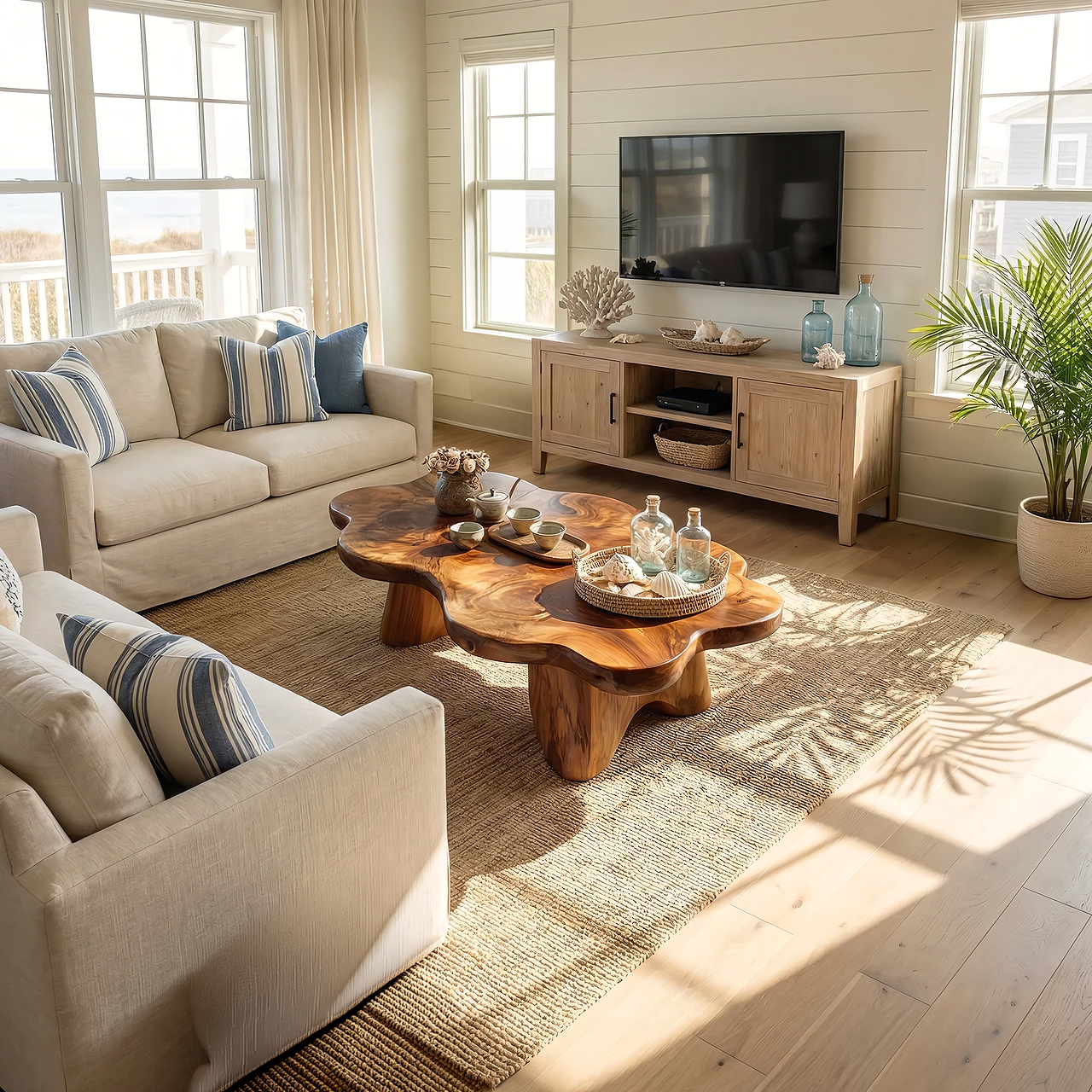 Organic Live Edge Coffee Table with Sculpted Solid Base - view 3 of 7