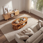 Oval Coffee Table with Curved Frame and Open Storage Shelf - view 5 of 7