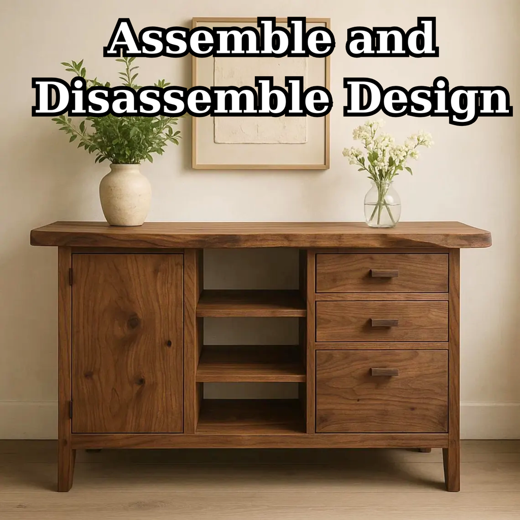Handcrafted Solid Wood Console Table – Live-Edge Slab with Cabinet and Drawers - view 4 of 5