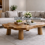 Solid Wood Live Edge Coffee Table with Chunky Legs Rustic Organic Design - view 9 of 9
