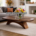 Solid Wood Coffee Table with Sculptural Base and Organic Live Edge Design - view 9 of 9