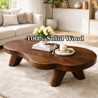 Organic Solid Wood Coffee Table with Sculpted Base and Smooth Curved Top - view 9 of 9