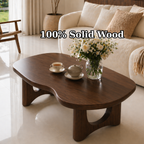 Solid Wood Coffee Table with Organic Shape and Sculpted Base - view 9 of 9