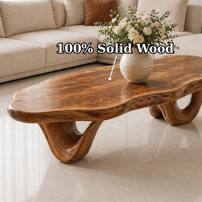 Solid Wood Coffee Table with Live Edge Top and Sculptural Loop Base - view 9 of 9