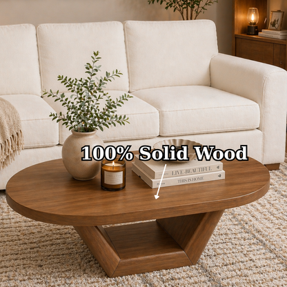 Solid Wood Coffee Table with Sculptural Base - view 9 of 9
