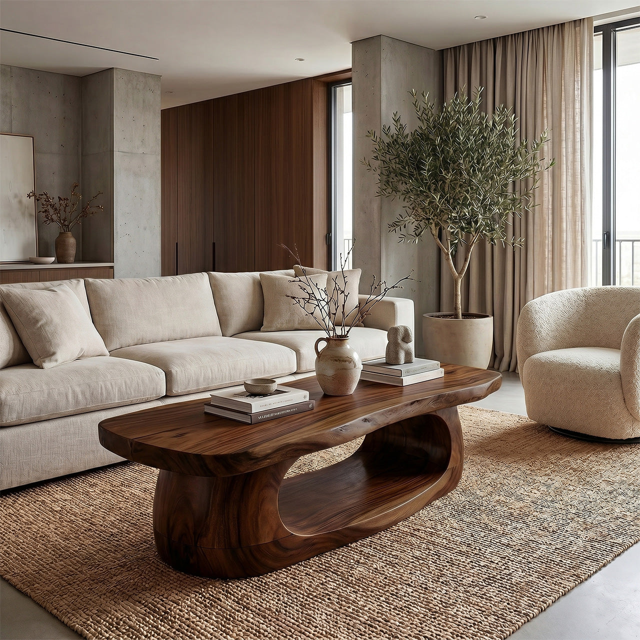 Organic Oval Coffee Table With Sculptural Open Base - view 3 of 8