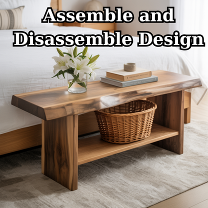 Handcrafted Solid Wood Bench – Live Edge Seating & Bedroom Storage - view 5 of 6