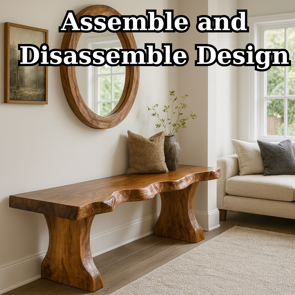 Handcrafted Solid Wood Live-Edge Entryway Bench – Sculptural & Organic Seating - view 5 of 5