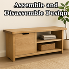 Handcrafted Solid Wood Bench – Oak Entryway Storage Bench & Cabinet - view 4 of 5
