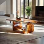 Sculptural Solid Wood Coffee Table with Flow Carved Base - view 7 of 7