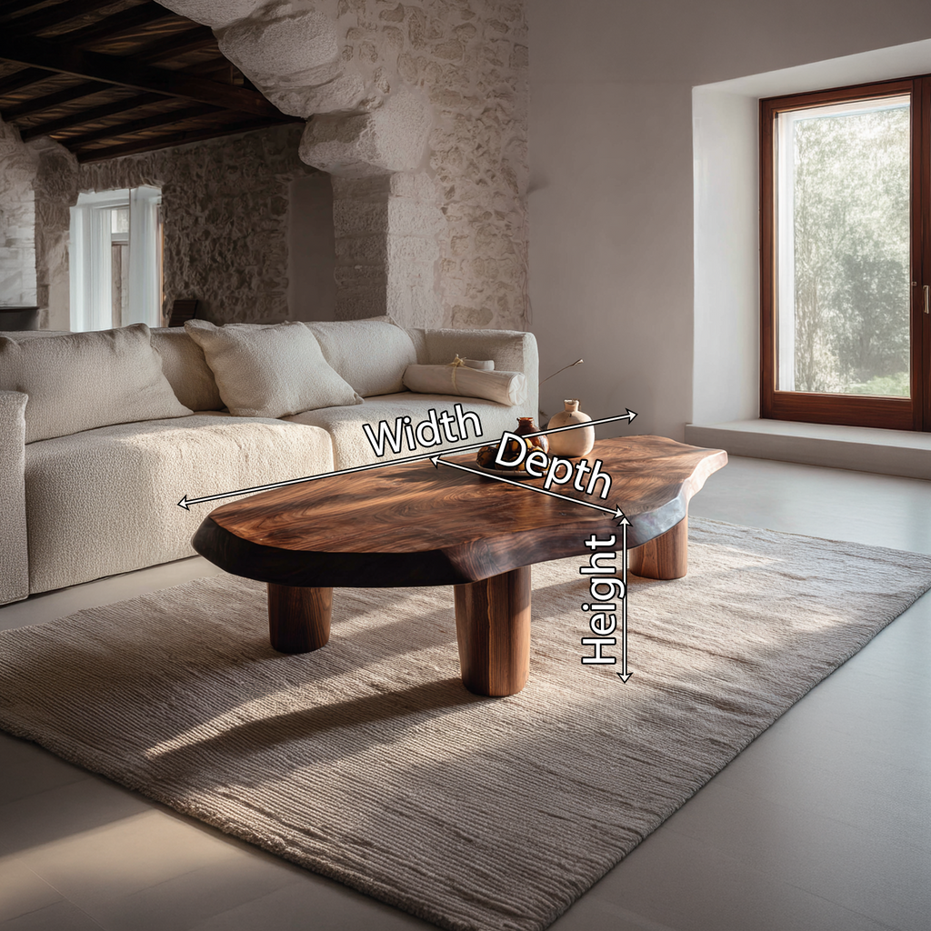 Live Edge Coffee Table with Organic Slab Top and Solid Round Legs - view 7 of 7