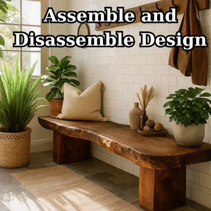 Handcrafted Solid Wood Bench – Rustic Live-Edge Slab Entryway Seating - view 5 of 5