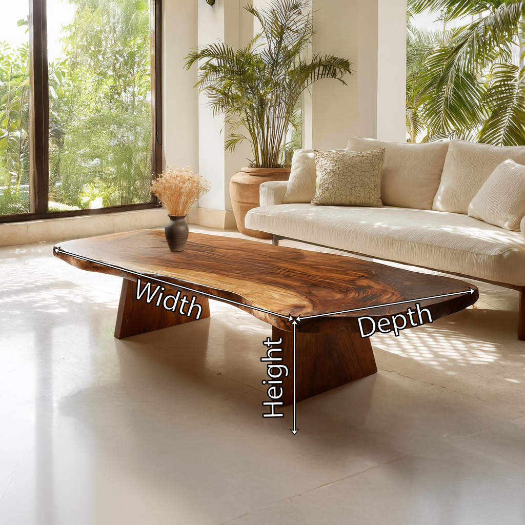 Organic Live Edge Coffee Table with Solid Block Base - view 7 of 7