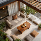 Natural Wood Coffee Table with Sculpted Open Frame Base and Shelf - view 6 of 7