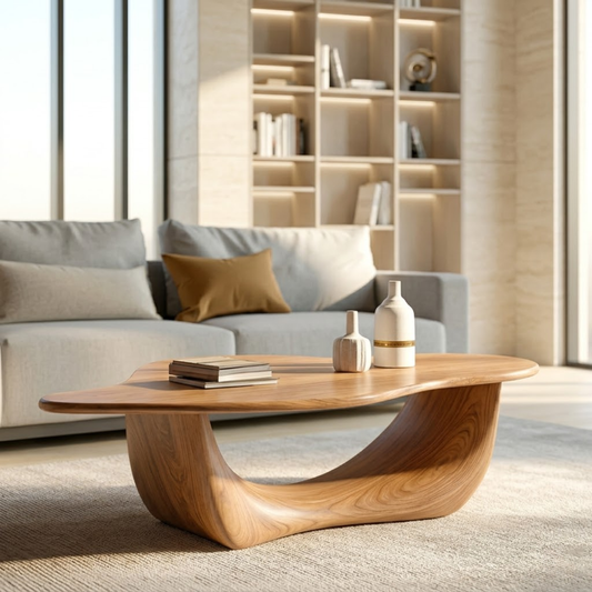 Organic Sculptural Coffee Table with Curved Base, Modern Living Room Centerpiece - view 1 of 7