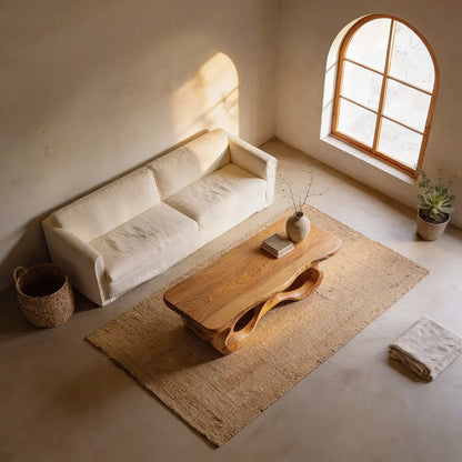 Organic Sculptural Natural Wood Coffee Table with Carved Base - view 6 of 7