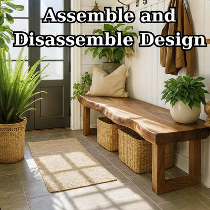 Handcrafted Solid Wood Bench – Live-Edge Entryway Bench with Organic Charm - view 5 of 5