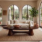 Organic Oval Coffee Table With Sculptural Pedestal Base - view 3 of 8