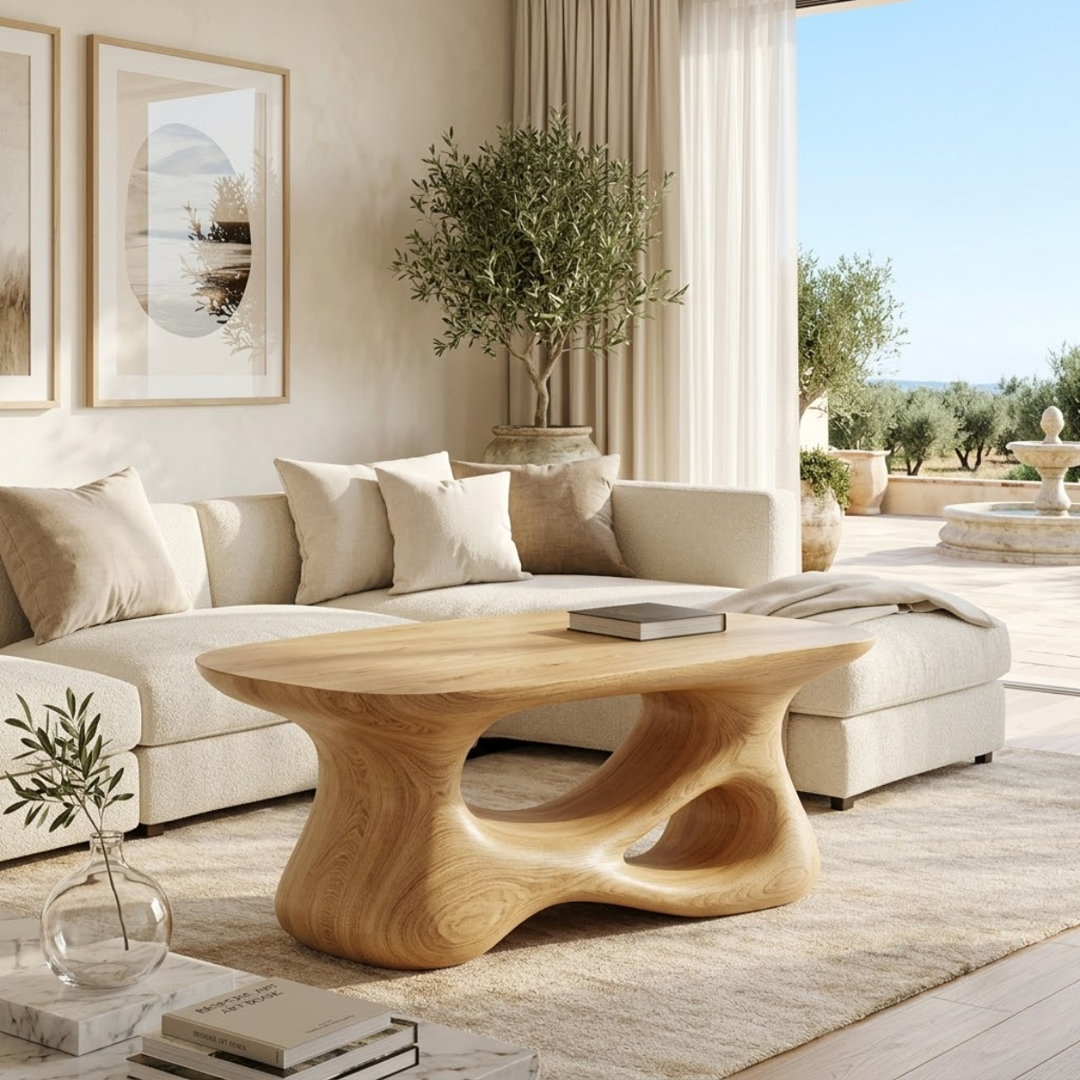 Sculptural Wooden Coffee Table with Curved Modern Design - view 1 of 7