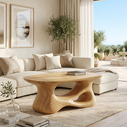 Sculptural Wooden Coffee Table with Curved Modern Design - view 1 of 7