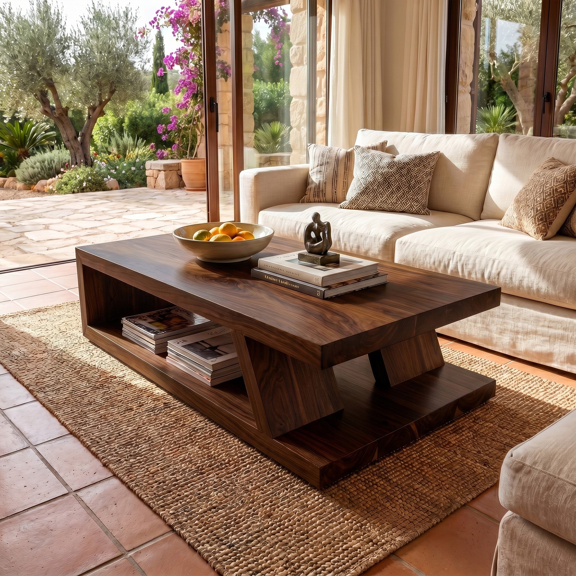 Modern Solid Wood Coffee Table With Open Shelf - view 3 of 8