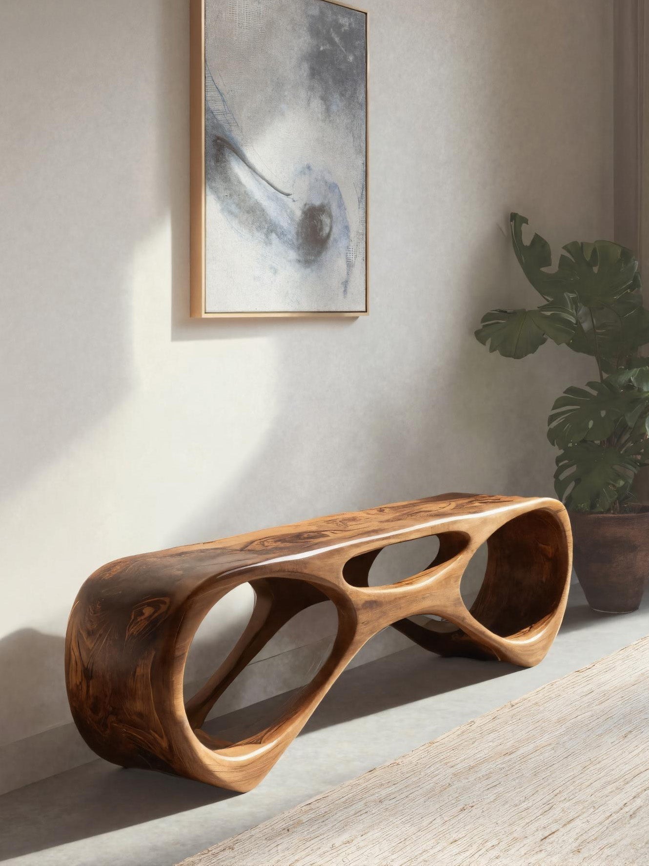 Modern Organic Bench For Entryway Or Furniture Hallway - view 2 of 7