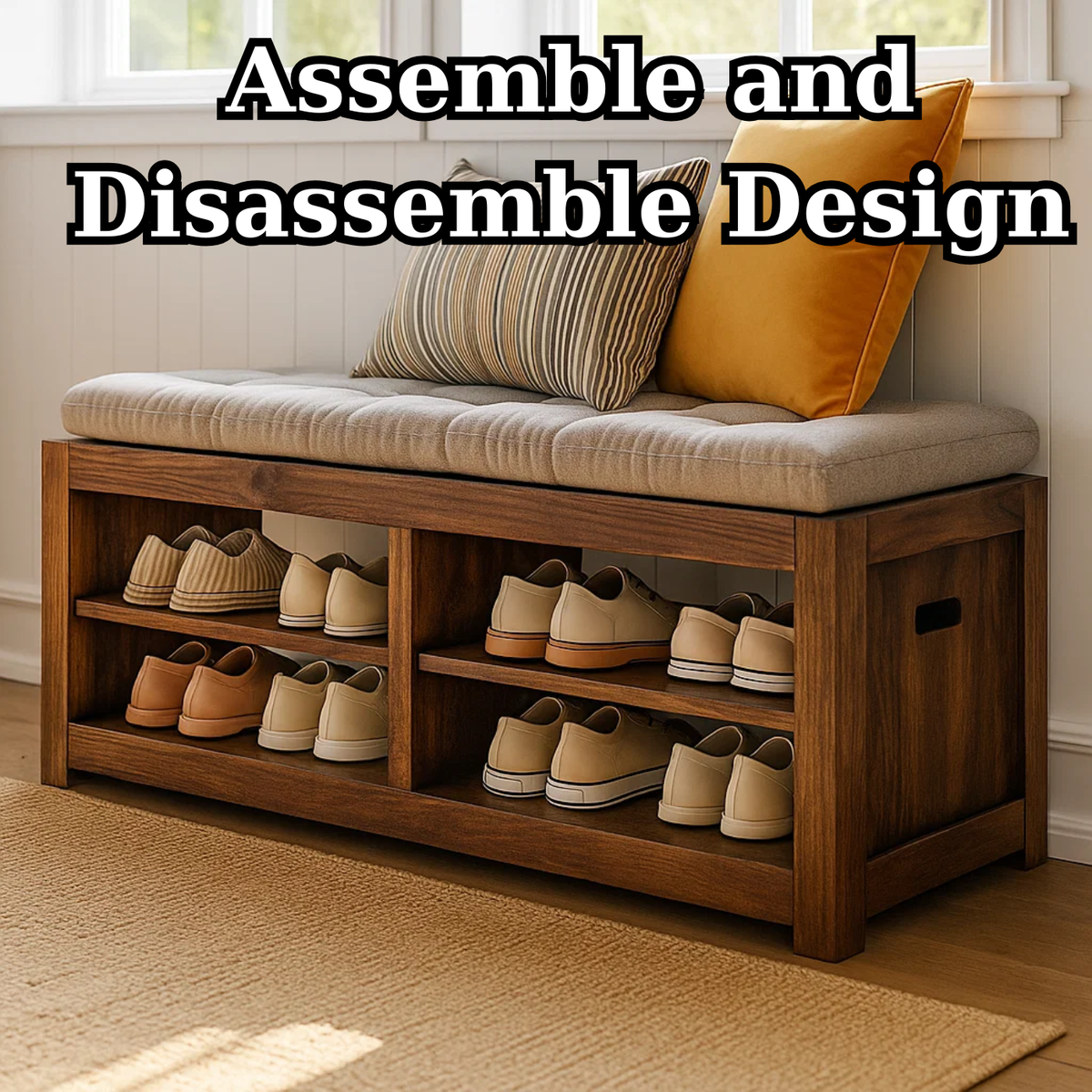 Handcrafted Solid Wood Bench – Transitional Design with Comfortable Upholstered Top - view 6 of 6