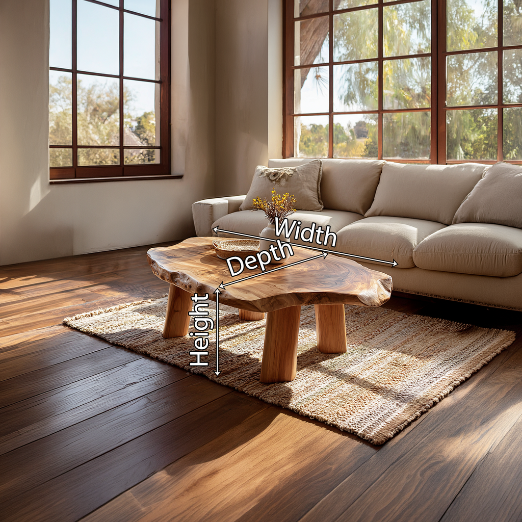 Live Edge Coffee Table with Rounded Slab Top and Solid Legs - view 7 of 7