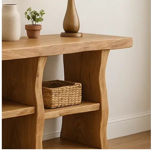 Handcrafted Solid Wood Sculptural Console Table – Organic Modern Design - view 5 of 5