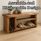 Handcrafted Solid Wood Bench – Natural Rustic Seating and Multi-Tier Storage - view 5 of 6