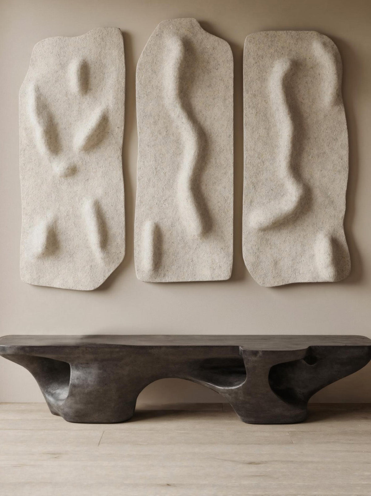 Contemporary Sculptural Bench With Carved Design For Living Room - view 2 of 7