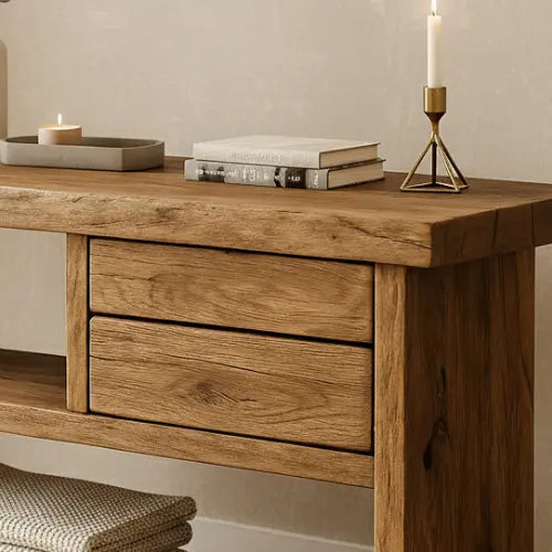 Handcrafted Natural Wood Console Table – Minimal Organic Design - view 5 of 5