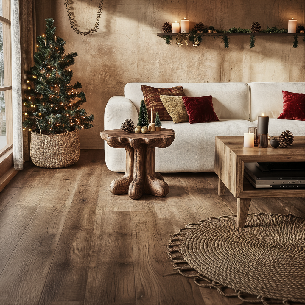Rustic End Table Christmas Natural Living Room Display - view 2 of 8