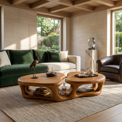 Sculptural Coffee Table With Open Wood Structure For Living Room Decor - view 6 of 8