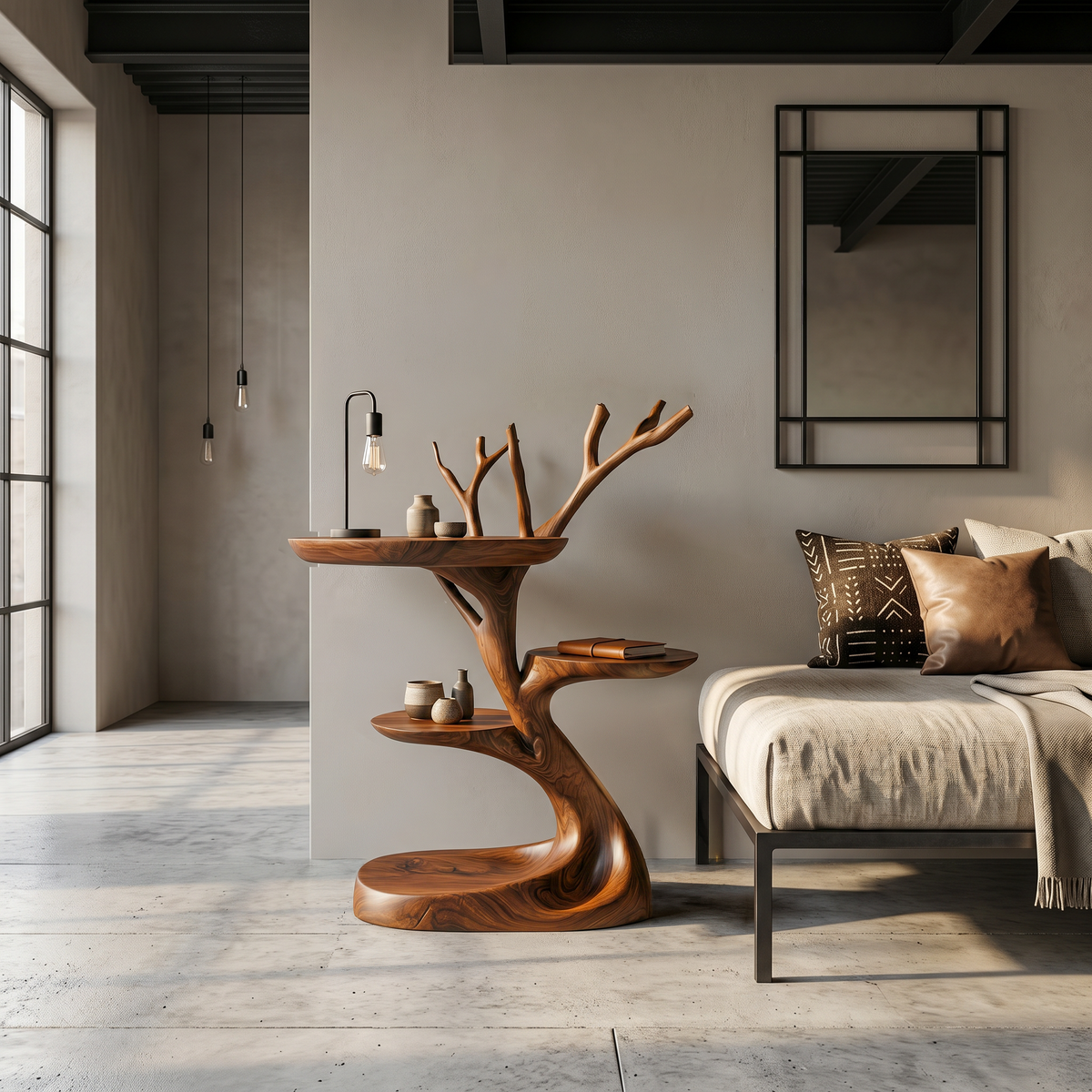 Rustic End Table With Tree Root Design For Bedroom And Living Room - view 6 of 8