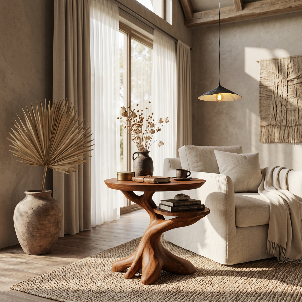 Modern Side Table With Organic Tree Root Silhouette For Living Room And Bedroom - view 6 of 8