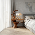 Natural Bedside Table With Floral Lamp And Tree Branch Form For Bedroom And Guest Room - view 6 of 8