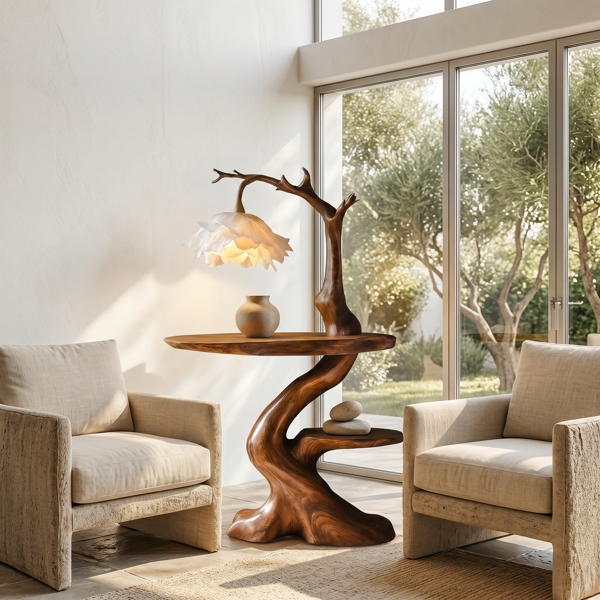 Modern End Table With Tree Branch Lamp Design For Bedroom And Living Room - view 6 of 8